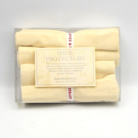Vintage Harvey & Strait Shoe Protector Bags Beige Cotton Travel Pouches 2 Pair - Picture 1 of 2